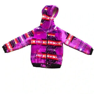 Genesis Heavy Weight Kids Purple Fleece Tribal Zip Up Jacket Size 4